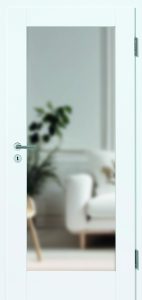 Design-Innentür vitaDOOR, Casa 10 LA, gefälzt, weiß lackiert, in Massivbauoptik und satiniertem Glas